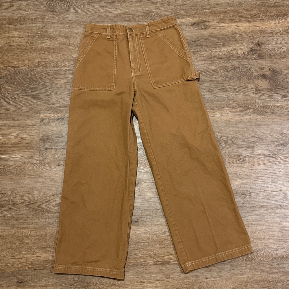 Wild Fable Tan Wide Leg Stitch-Detail Carpenter Pants - Picture 2 of 8